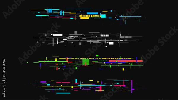 Obraz Glitch effect texture. Vector elements set