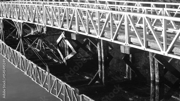 Obraz Structure of marina pathway in black and white
