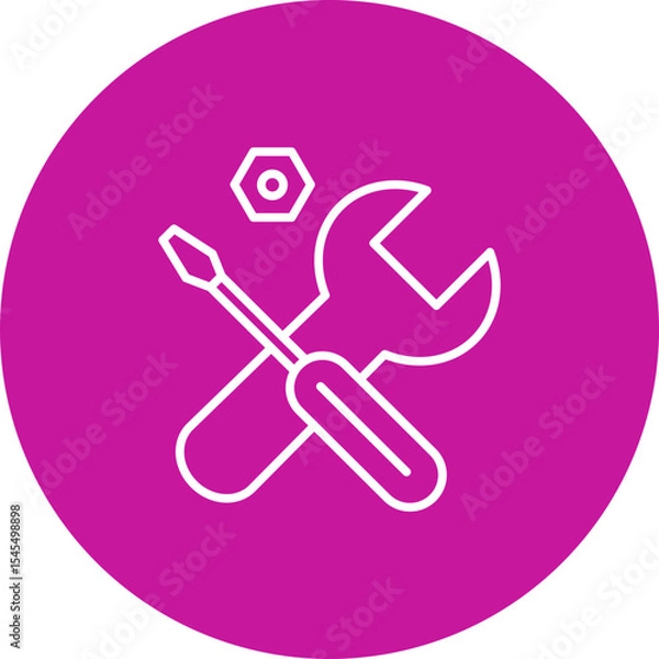 Obraz Work Tools Vector Line Pink Circle Icon Design