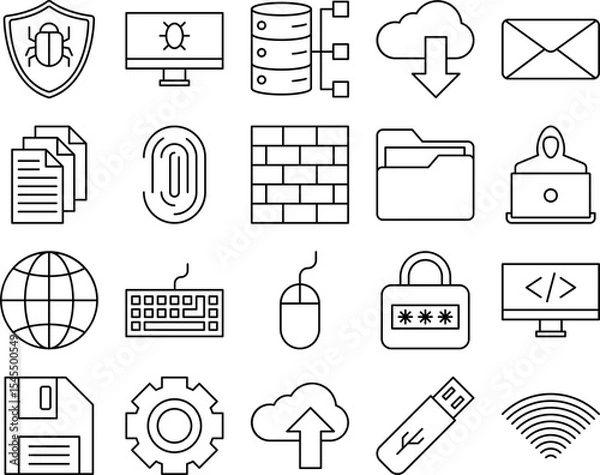Fototapeta Cybersecurity and Programming Icon Set