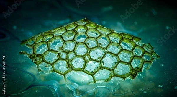 Obraz Unique Macro Shot of Hexagonal Structure with Green and Blue Tones