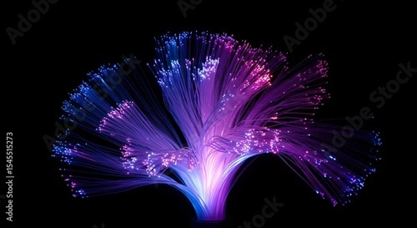 Obraz Vibrant Fiber Optics Display Against a Black Background