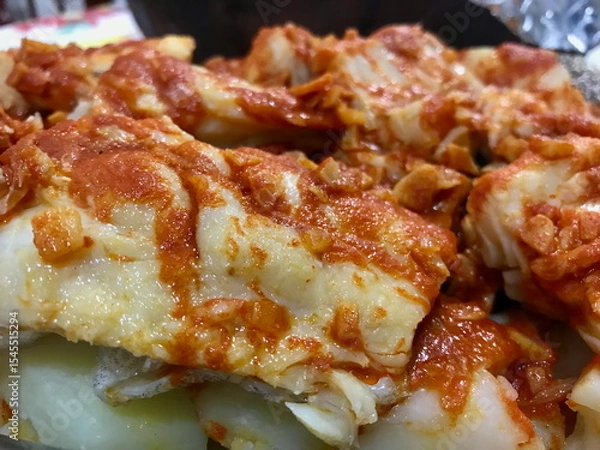Obraz Traditional Basque Codfish Dish with Red Sauce