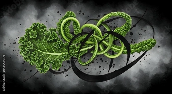 Obraz Vibrant Kale Leaf Design with Intricate Twists