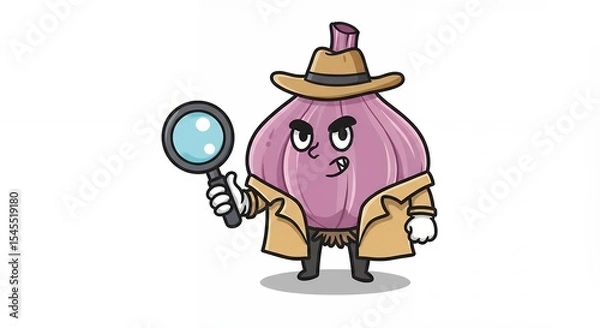 Fototapeta Detective garlic character illustration