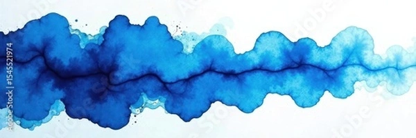 Fototapeta Deep azure ink blot, soft aquarelle diffusion, organic shape , abstract, creative, splash