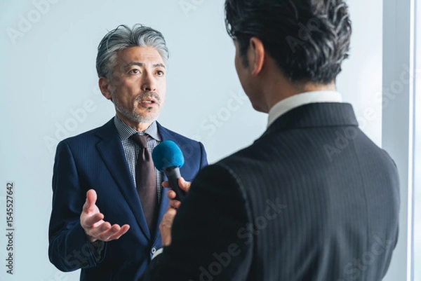 Fototapeta インタビューを受けるエグゼクティブ男性ビジネスパーソン