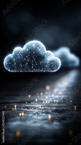 Obraz Abstract digital data streams flow across a dark background, symbolizing SaaS infrastructure, cloud computing, data exchange, and the seamless connectivity of modern digital systems.
