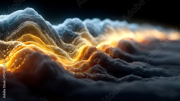 Obraz Abstract digital data streams flow across a dark background, symbolizing SaaS infrastructure, cloud computing, data exchange, and the seamless connectivity of modern digital systems.
