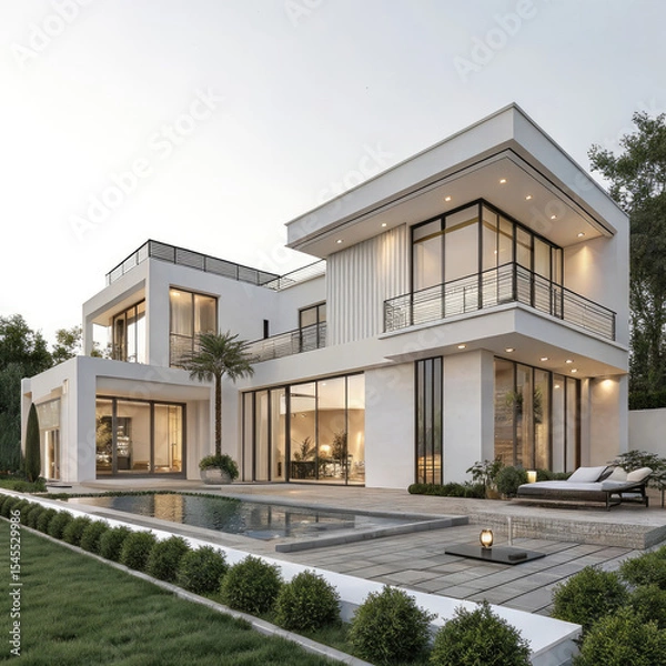 Obraz modern house with garden and windows