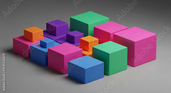 Obraz Colorful Stacked Cubes and Blocks