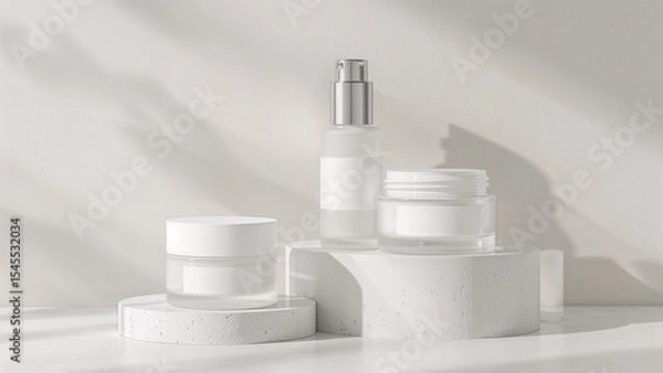 Obraz Modern skincare product display on a clean, minimalistic surface