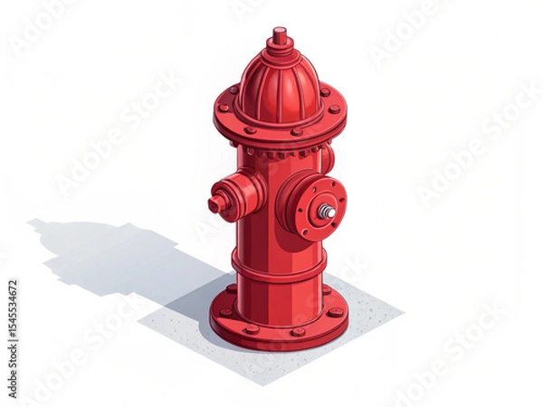 Fototapeta red fire hydrant. Isometric view