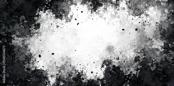 Fototapeta Black & white grunge texture; chaotic distressed overlay , backdrop, white, light