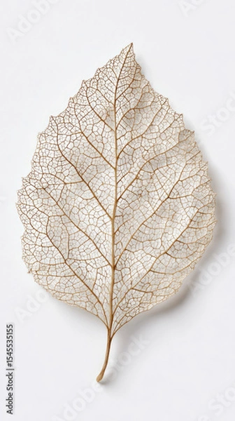 Obraz Delicate leaf skeleton with intricate vein pattern white background