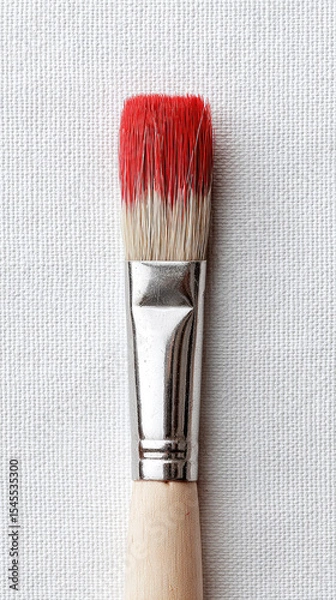Obraz Paintbrush with red paint on bristles