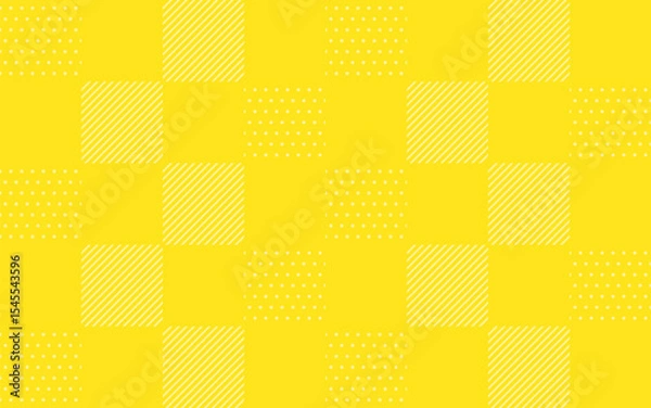 Fototapeta 黄色いパッチワーク風背景 – ドット＆ストライプ模様