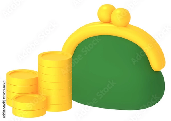 Obraz がま口財布とコイン