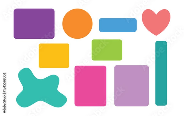 Fototapeta Vibrant sketch shapes in assorted colors on artistic paper backdrop for modern digital use unique design Pro.