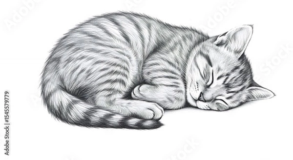 Obraz Sleeping kitten illustration