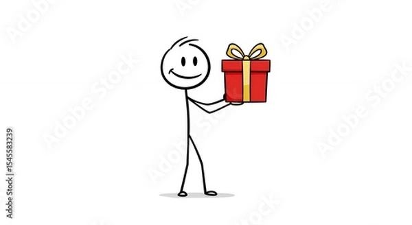 Obraz Stick figure giving gift