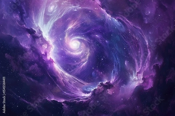 Obraz Detailed Color Image of Otherworldly Cosmic Landscape with Swirling Galaxies and Cosmic Dust
