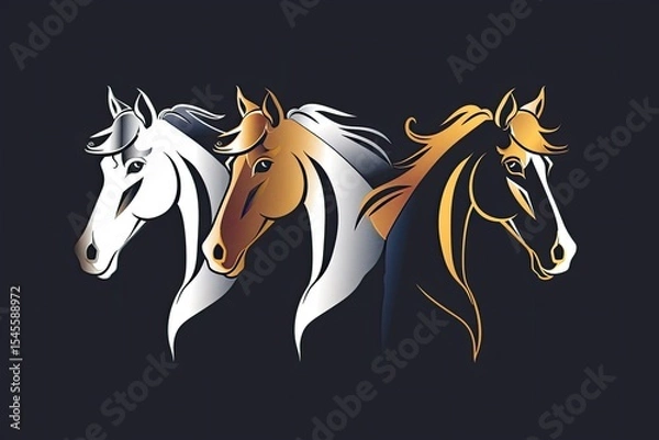 Obraz Detailed Image of Equestrian Elegance Modern Horse Logo Design Trio