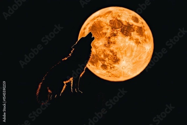 Obraz Vibrant Color Picture of Wolf Howling by Full Moon