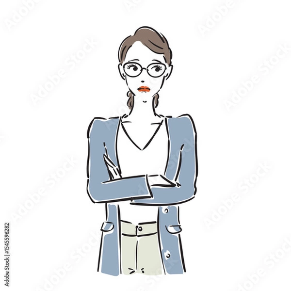 Obraz 悩むメガネ姿のかっこいいビジネスウーマン