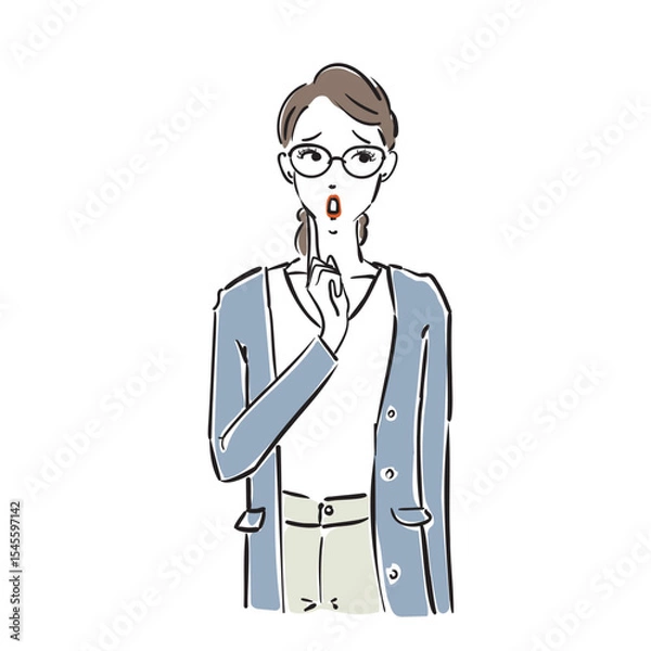 Obraz 困っているメガネ姿のかっこいいビジネスウーマン