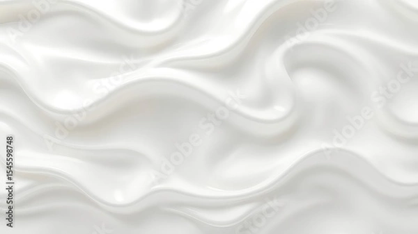 Fototapeta Smooth, White Cream Surface Ripples with a Gentle Wavy Texture, Creating a Clean and Refreshing Look