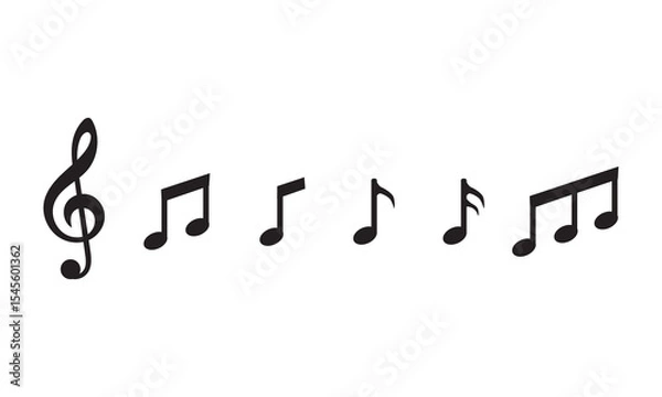 Fototapeta Music notes icon set. Musical key symbols. Music notes symbol vector illustration