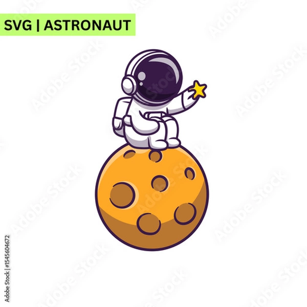 Fototapeta A modern astronaut vector design showcasing an astronaut with a transparent helmet, highlighting the beauty of space and representing curiosity in a sleek format.