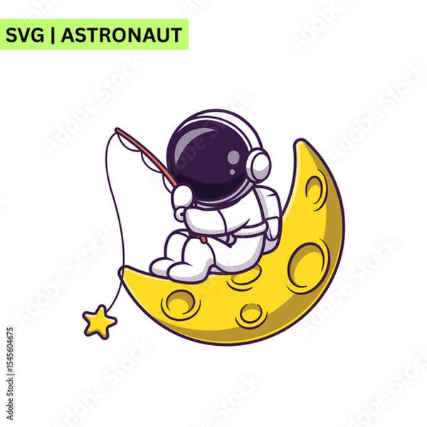 Fototapeta A whimsical astronaut vector design illustrating an astronaut riding a rocket through space, emphasizing excitement and imagination in a playful artistic style.