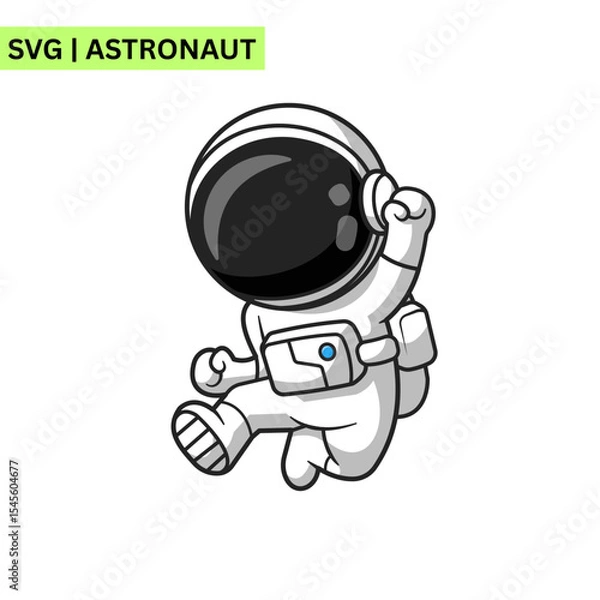 Obraz An adventurous astronaut illustration featuring an astronaut exploring a colorful alien landscape, symbolizing discovery and imagination in a vivid style.