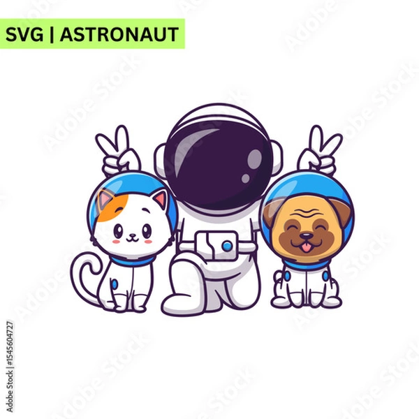 Obraz A joyful astronaut illustration depicting a cute astronaut with a big smile, holding a star, embodying creativity and adventure in a colorful format.