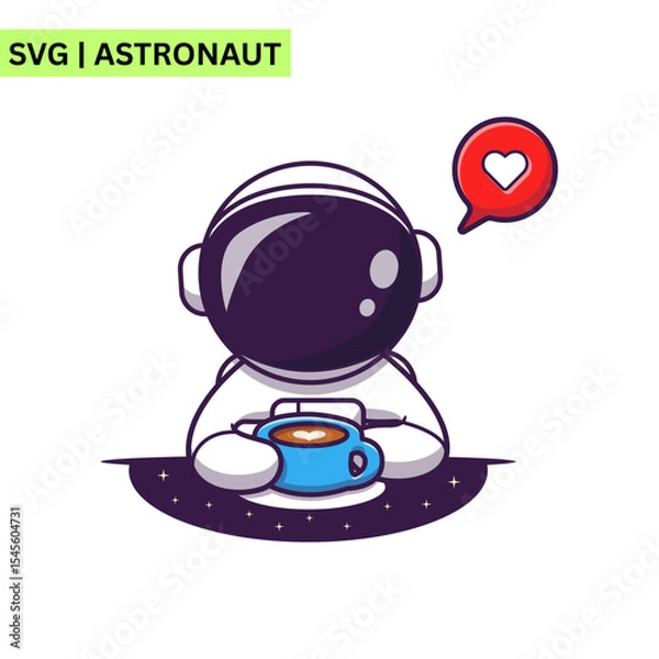 Obraz A playful astronaut illustration of a cute astronaut floating with a space puppy, embodying joy and companionship in a bright and engaging way.