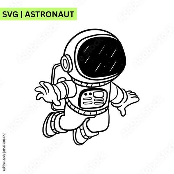 Obraz A joyful astronaut illustration depicting a cute astronaut with a big smile, holding a star, embodying creativity and adventure in a colorful format.