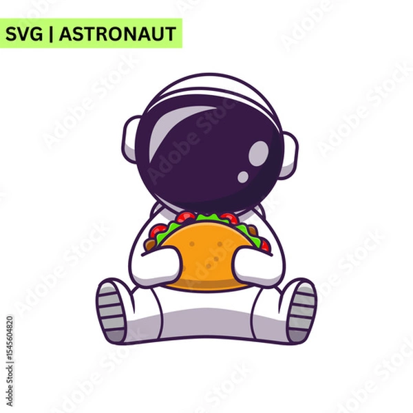 Obraz A whimsical astronaut vector design illustrating an astronaut riding a rocket through space, emphasizing excitement and imagination in a playful artistic style.