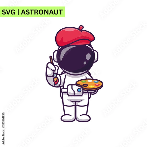 Fototapeta A whimsical astronaut vector design illustrating an astronaut riding a rocket through space, emphasizing excitement and imagination in a playful artistic style.