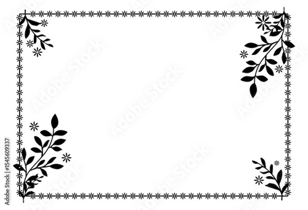 Fototapeta Elegant Black and White Floral Frame Border Design. vector eps