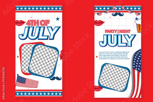 Fototapeta Honor Independence Day with a festive post adorned with waving flags, bright fireworks, and classic stars—perfect for sharing your patriotic pride on July 4th.