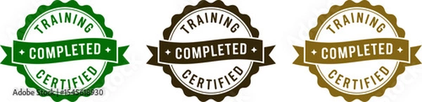 Fototapeta Training completed certified badge vector for professional development and skill enhancement design editable stock vector illustration
