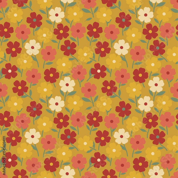 Obraz Seamless floral pattern with decorative heart flowers, perfect for spring or summer design