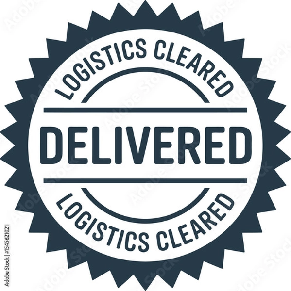 Fototapeta Delivered logistics cleared vector stamp for shipping and delivery services and e commerce businesses editable stock vector illustration
