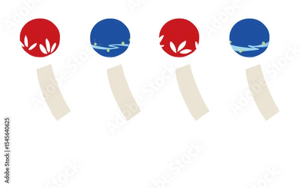 Fototapeta 柄あり赤と青の風鈴