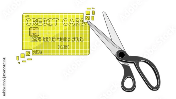 Fototapeta ハサミで切られた金色のクレジットカード