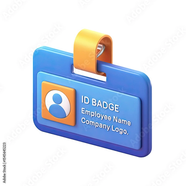 Fototapeta 3d rendering of id card profile user icon for business identification and personal information card
