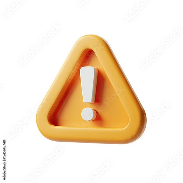 Fototapeta Yellow triangle warning sign with exclamation point for attention alert and danger notification icon vector 3d