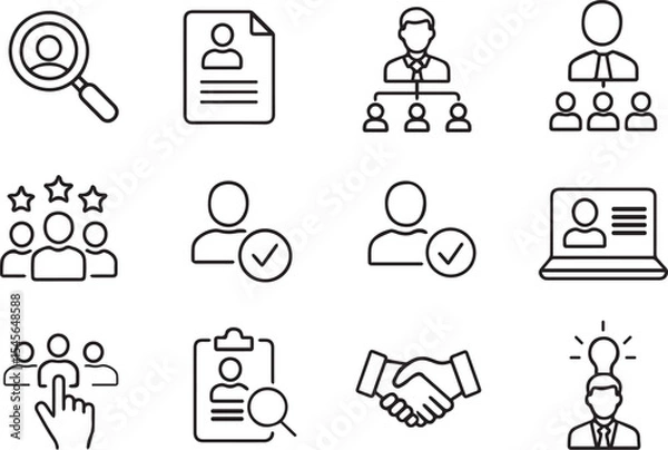Obraz business icons set. Startup outline icons set – business, office and productivity symbols for entrepreneurs. 